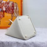 Hermes Clemence Picotin Lock Bag Golden Hardware-White Bag - Image 8