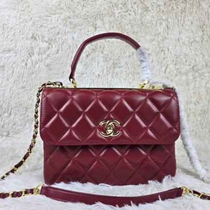 Chanel Top Handle Flap Bag Lambskin - Wine