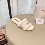 Dior Dway Shearling Flip Flops Golden Shoes - Image 2