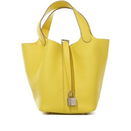 Hermes Clemence Picotin Lock Bag Silver Hardware -Yellow Bag