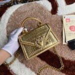 [TOP] Dolce & Gabbana Chain Tote Crossbody Bag - Gold Crocodile Print Gag - Image 3