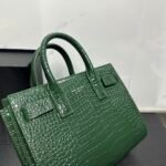 Saint Laurent Green Croc Embossed Leather Nano Classic Sac De Jour Tote - Bag - Image 7