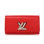Louis Vuitton Red Epi Leather Twist Wallet - Silver