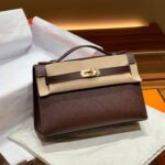 Hermes Kelly Mini 1st Kelly Pochette Generation Epsom Palm Leather-Coffee Color