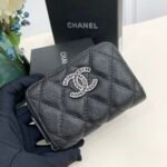 Chanel Caviar Leather Card Case Silver Buckle Card Case - Black - Image 7