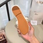 Dior Dway Shearling Flip Flops Golden Shoes - Image 8