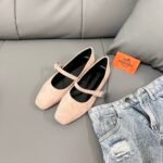 Hermes Jane Ballet Flat Suede Shoes