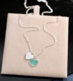 Tiffany Blue Double Heart Tag Pendant - Image 7