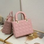 Dior Medium Lady Dior Bag Pink Cannage Calfskin Golden Hardware - Bag - Image 3