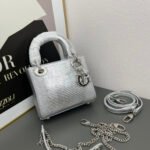 Dior lady bag 17cm lizard bag-Silver - Bag - Image 4