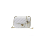 Chanel Classic Flag Bag Pearl Crush Mini Square White Calfskin Light Gold Hardware - Bag - Image 12