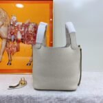 Hermes Clemence Picotin Lock Bag Golden Hardware-White Bag - Image 3