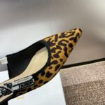 [TOP] J'Adior Slingback Flat Brown Pony Hair Calfskin with Black Leopard Motif - Image 9
