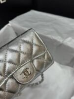 Chanel Silver Metallic Calfskin Quilted Flap Chain Waist Bag - Image 7