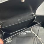 SAINT LAURENT  Grain De Poudre Monogram Uptown Chain Wallet Black-Silver hardware - Bag - Image 7