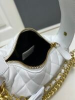Chanel Shiny Caviar Quilted Bow Pouch Hobo White - Image 7