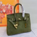 Hermes Birkin Bag Doblis Bag Golden Hardware-Dark Or Deep Green Bag - Image 3