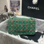 Chanel Wool Tweed Green Classic Flag Bag Medium - Bag - Image 4