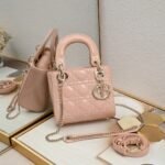 Dior Mini Lady Dior Bag Powder Pink Patent Cannage Calfskin Golden Hardware - Bag