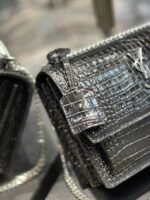 YSL Black Embossed Leather Shoulder Bag - Image 5
