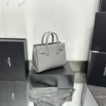 Saint Laurent Grey Croc Embossed Leather Nano Classic Sac De Jour Tote - Bag - Image 2