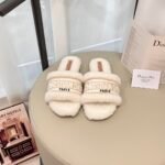 Dior Dway Shearling Flip Flops Golden Shoes - Image 3