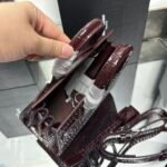 Saint Laurent Rose Croc Embossed Leather Nano Classic Sac De Jour Tote - Bag - Image 6