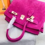Hermes Birkin Bag Doblis Bag Golden Hardware-Magenta Bag - Image 6