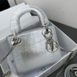 Dior lady bag 17cm lizard bag-Silver - Bag - Image 9