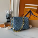 Louis Vuitton Coussin Dark Blue Denim Color Small Handbag Gold Hardward - Image 3