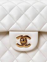 Chanel Classic Double Flag Bag White Leather Shoulder Bag - Image 11
