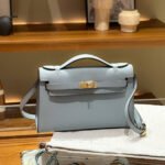 Hermes Kelly Mini 1st Kelly Pochette Generation Epsom Palm Leather-Flaxen Blue