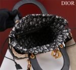 Christian Dior Lady Dior Natural Wicker and Blue Dior Oblique Jacquard Handbag - Bag - Image 6