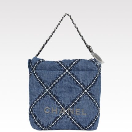 Chanel Stitched Denim Quilted Chanel 22 Blue - Bag