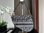 [TOP]Dior SADDLE Bag Blue Dior Oblique Embroidered Velvet - Bag - Image 5