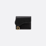 Dior Saddle Lotus Wallet Goatskin - Black