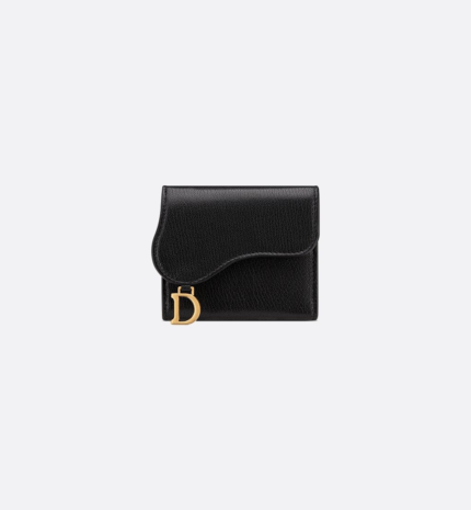 Dior Saddle Lotus Wallet Goatskin - Black