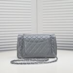 Chanel Classic Double Flap Bag Grey Silver Hardware - Bag - Image 4