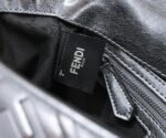 Fendi Silver Metallic Nappa Embossed Baguette Bag - Image 9