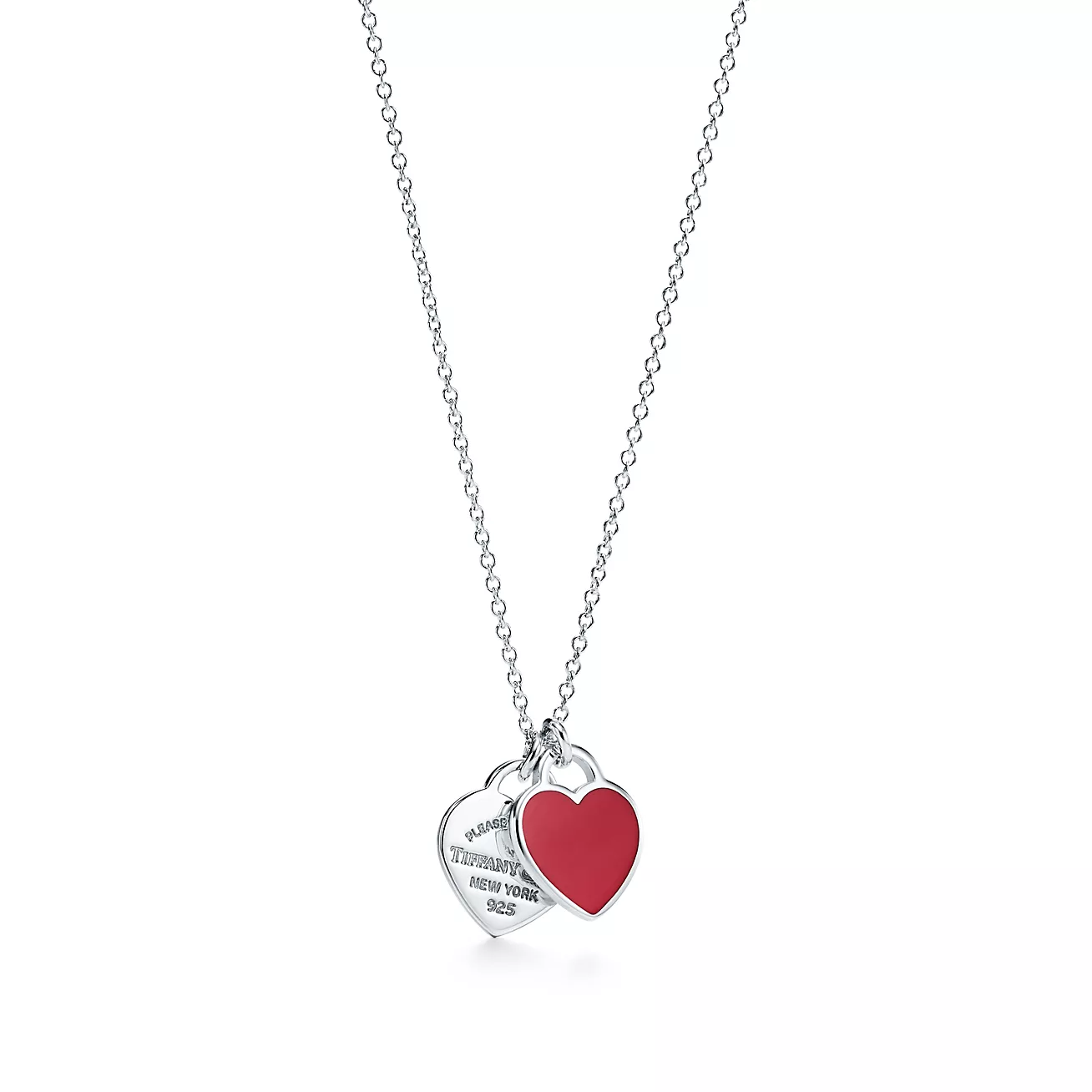 4F72E651-CD63-AE64-7427-C65D4D6960BA Tiffany Red Double Heart Tag Pendant - Image 1