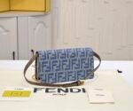 Fendi Chain Wallet Baguette Handbag - Blue Denim - Image 6