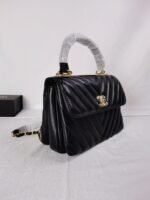Chanel Top Handle Flap Bag Lambskin - Black - Image 3