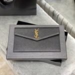 Saint Laurent YSL Women Uptown Pouch in Grain DE Poudre Embossed Leather-Black-Gold hardware - Bag