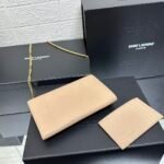 SAINT LAURENT  Grain De Poudre Monogram Uptown Chain Wallet Dark Beige-Gold hardware - Bag - Image 6