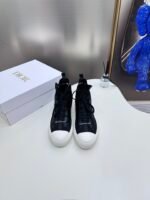 2024ss Dior Knit High Sneakers - Black Flyweave Shoes - Image 3