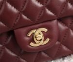 Chanel Classic Flag Handbag Lambskin & Gold-Tone Metal Burgundy Gold Hardware - Bag - Image 9
