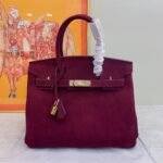 Hermes Birkin Bag Doblis Bag Golden Hardware-Burgundy Bag