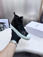 2024ss Dior Knit High Sneakers - Black Flyweave Shoes - Image 7