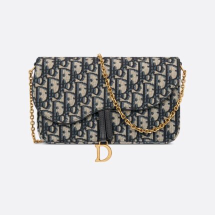 Dior LONG SADDLE WALLET WITH CHAIN Black Dior Oblique Jacquard - Bag