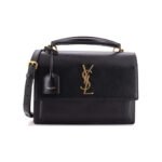 Saint Laurent YSL Sunset Top Handle Shoulder Bag Medium Black Gold - Bag